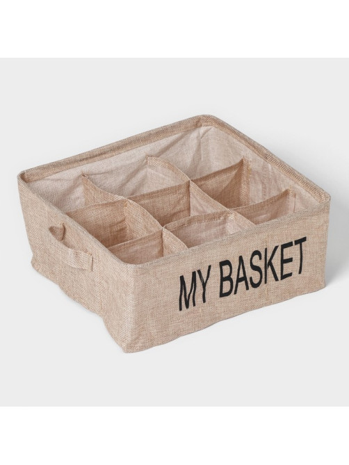 Органайзер для хранения белья Доляна Basket, 9 ячеек, 28×28×12 см, бежевый