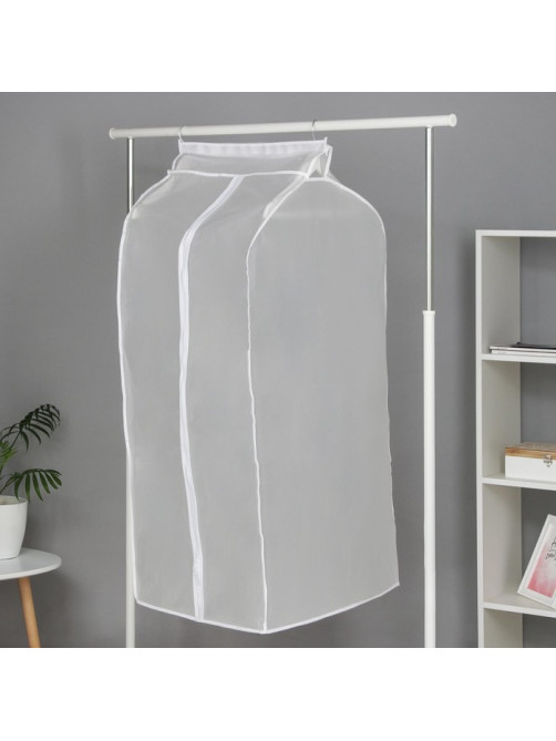 Чехол для одежды Доляна, плотный, объёмный, 60×110×50 см, белый