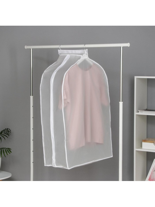 Чехол для одежды Доляна, плотный, объёмный, 60×90×30 см, белый