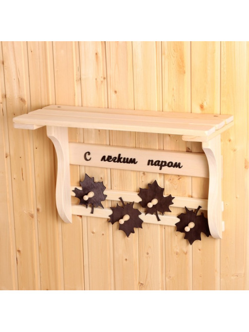 Полка - вешалка «Листопад. С лёгким паром», 58×38×25 см, деревянная, 4 крючка, «Добропаровъ»