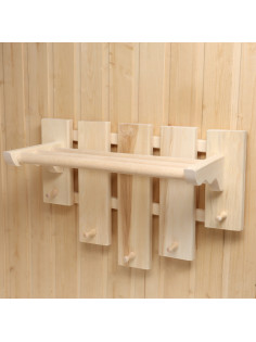Полка - вешалка для бани и сауны, 58×50×30 см, настенная, липа, 5 крючков, «Добропаровъ»