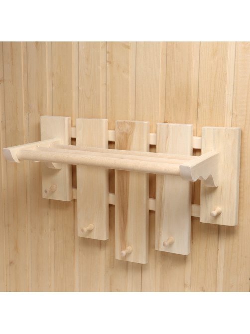 Полка - вешалка для бани и сауны, 58×50×30 см, настенная, липа, 5 крючков, «Добропаровъ»