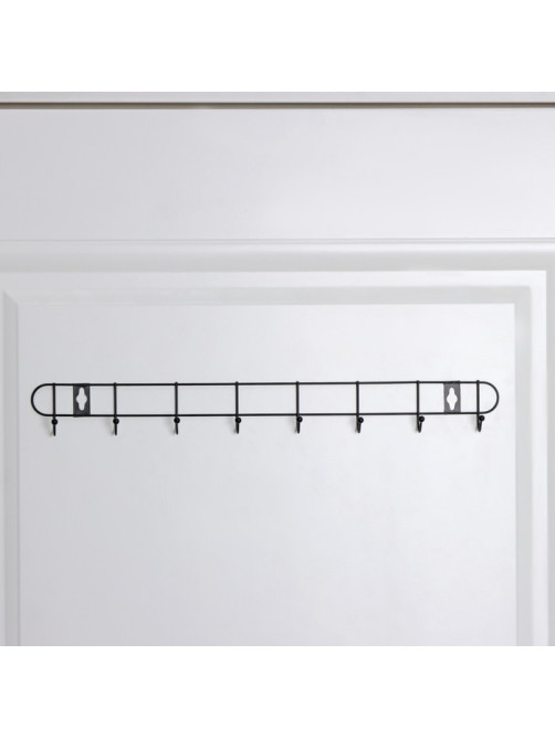 Вешалка настенная Доляна «Лайт», 8 крючков, 43×5×3 см, чёрная