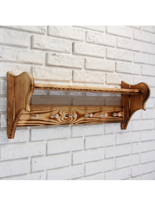 Полка - вешалка для бани и сауны, настенная, 72×23×17 см, липа, 6 крючков, «Добропаровъ»
