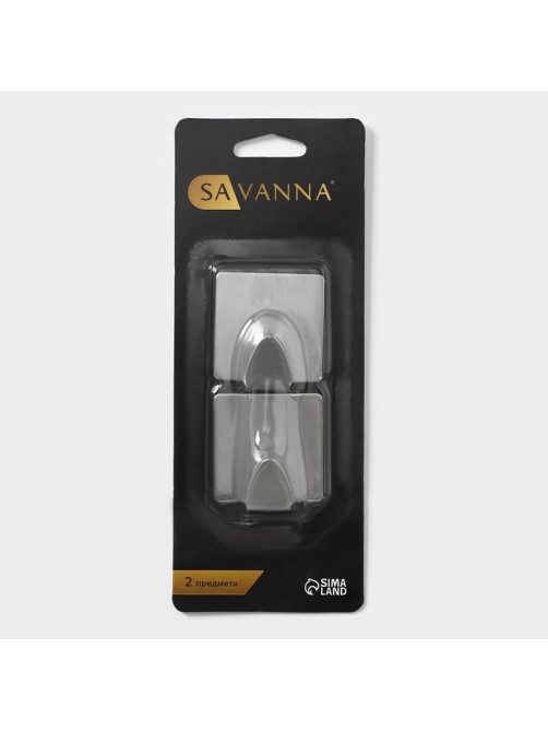 Крючки самоклеящиеся SAVANNA «Квадрат», 2 шт., металл, 3.8×3.5×1.5 см, хромированные