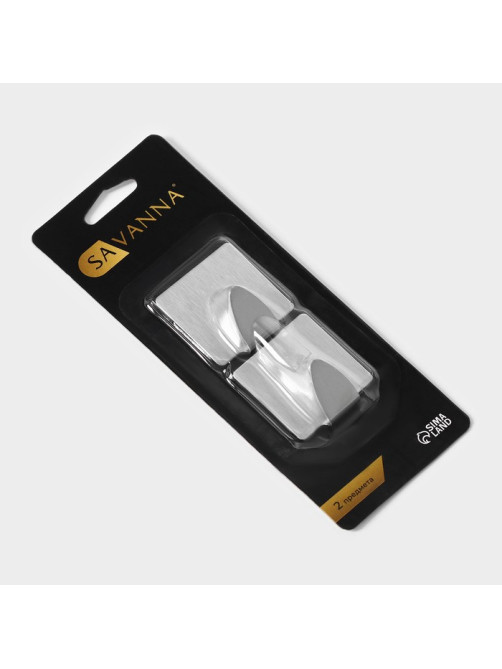 Крючки самоклеящиеся SAVANNA «Квадрат», 2 шт., металл, 3.8×3.5×1.5 см, хромированные