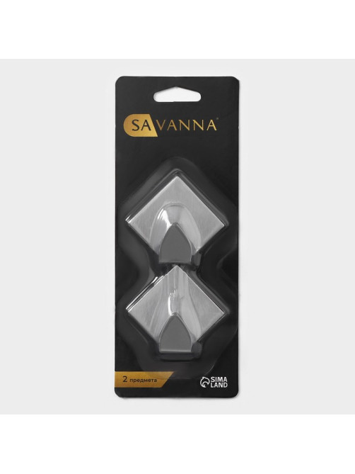 Крючки самоклеящиеся SAVANNA «Ромб», 2 шт., металл, 4.5×4.8×2 см, хромированные