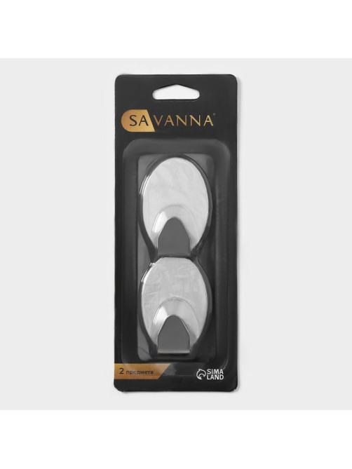 Крючки самоклеящиеся SAVANNA «Овал», 2 шт., металл, 5×3.3×2 см, хромированные