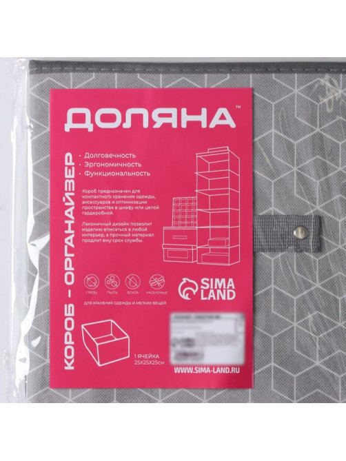 Короб стеллажный для хранения Доляна «Фора», 25×25×25 см, серый