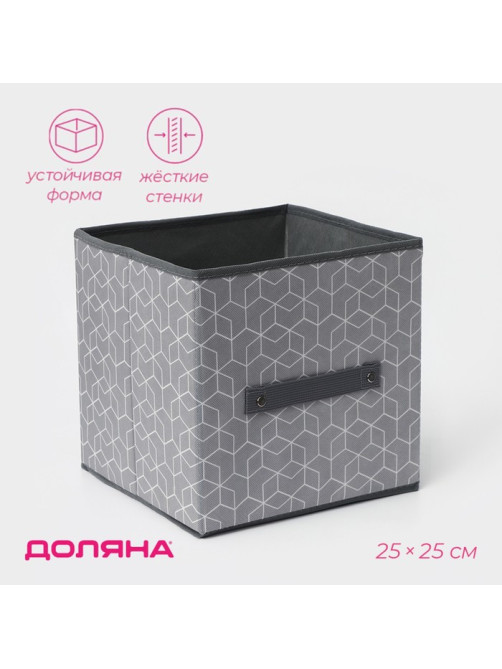 Короб стеллажный для хранения Доляна «Фора», 25×25×25 см, серый