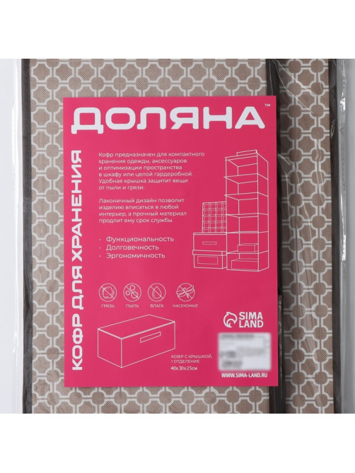 Короб стеллажный для хранения с крышкой Доляна «Браун», 40×30×25 см, коричневый