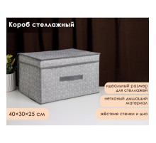 Короб стеллажный для хранения с крышкой Доляна «Фора», 40×30×25 см, серый