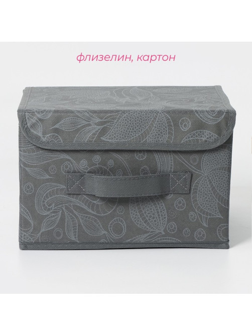 Короб стеллажный для хранения с крышкой Доляна «Нея», 26×20×17 см, серый