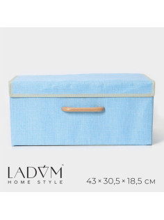 Короб стеллажный для хранения с крышкой LaDо́m «Франческа», 43×30.5×18.5 см, голубой