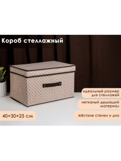 Короб стеллажный для хранения с крышкой Доляна «Браун», 40×30×25 см, коричневый