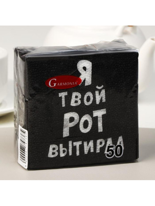 Салфетки бумажные однослойные «Я твой рот вытирал», 24×24, 50 шт.
