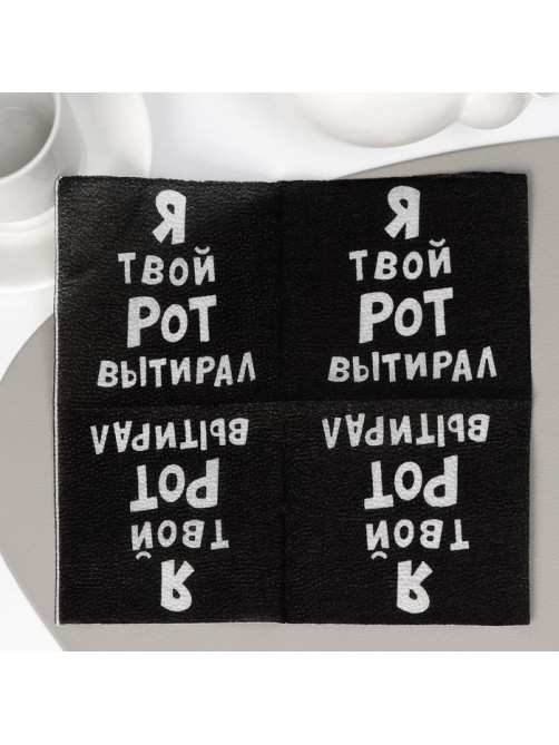 Салфетки бумажные однослойные «Я твой рот вытирал», 24×24 см, 100 шт.