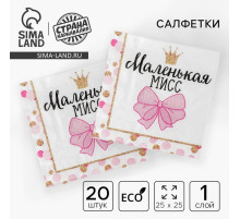 Салфетки бумажные «Маленькая мисс», 25×25 см, набор 20 шт.