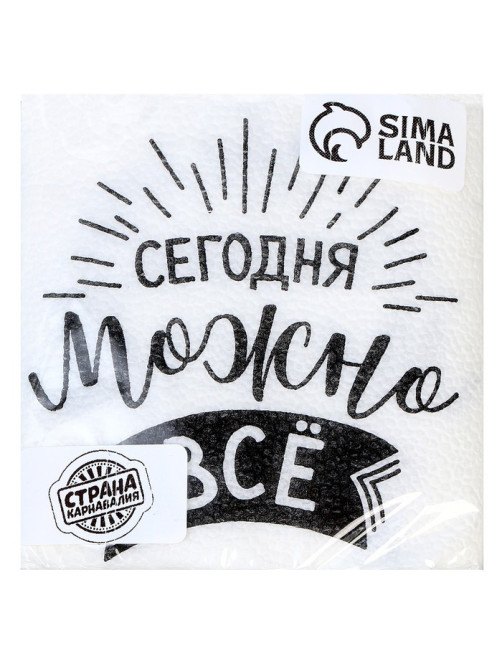 Салфетки бумажные «Сегодня можно всё», однослойные, 24×24 см, набор 20 шт.