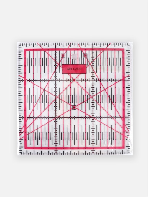 Линейка для квилтинга и пэчворка, 15×15 см, s=2.5 мм, розовая