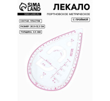 Лекало портновское метрическое «Капля», с проймой, 20.5×13.3 см, s=0.5 мм, прозрачное