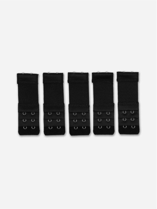 Застёжка для бюстгальтера, удлинитель, 3 ряда 2 крючка, 3.2×10.5 см, 5 шт., чёрная