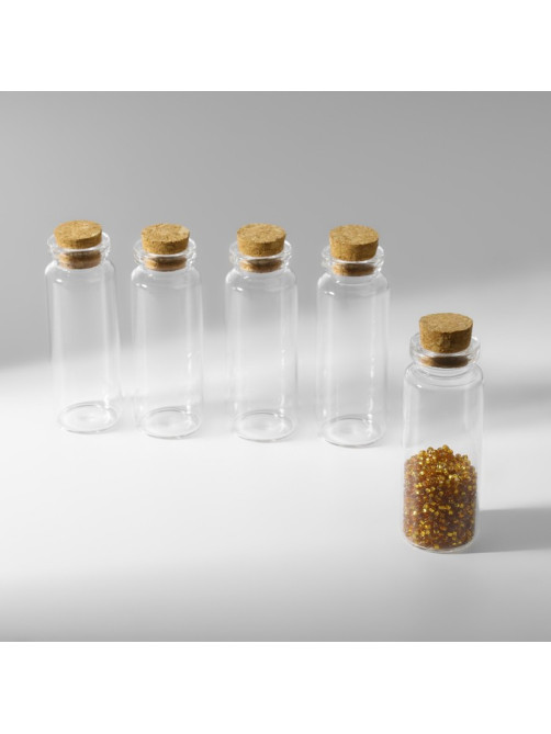 Баночки для хранения бисера, с пробкой, d=2.2×6 см, 5 шт.