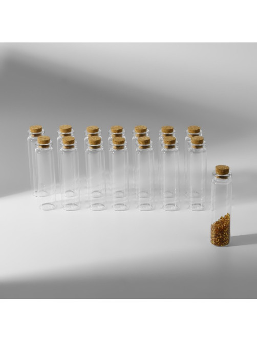 Набор баночек для хранения бисера, d=2.2×8 см, 15 шт., в контейнере, 11.8×7.8×8.6 см
