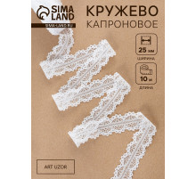 Кружево капроновое, 25 мм, 10±1 м, белое