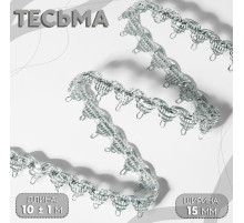 Тесьма декоративная, 15 мм, 10 ± 1 м, цвет серебряный