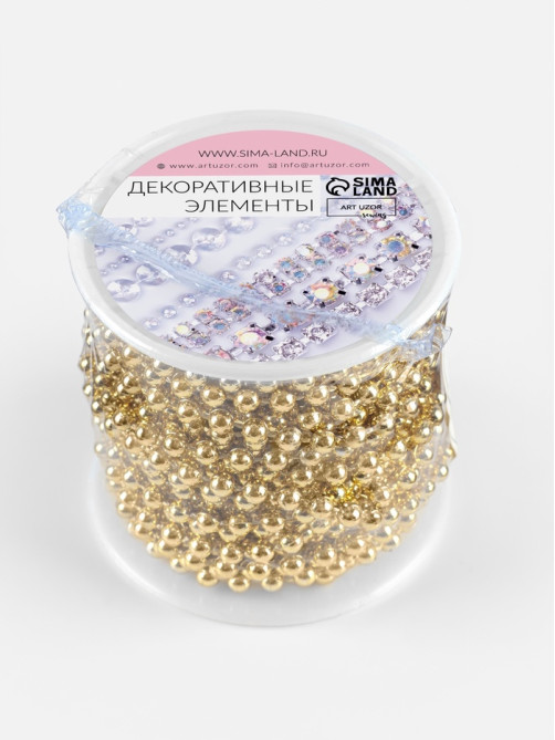 Бусы на нитях, 4 мм, 9±1 м, цвет золотой