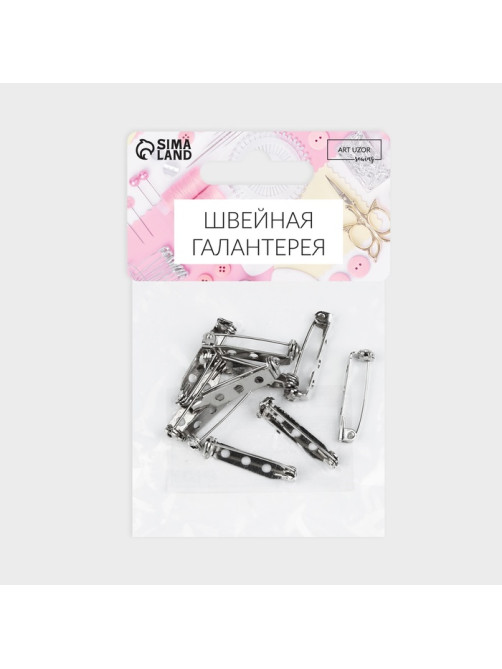 Основа для броши, 3 отверстия, 27 мм, 10 шт., цвет серебряный