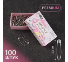 Булавки английские, 32 мм, 100 шт., цвет серебряный