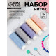 Нитки «Пастель», 40/2, 200 м, набор 5 шт., разноцветные