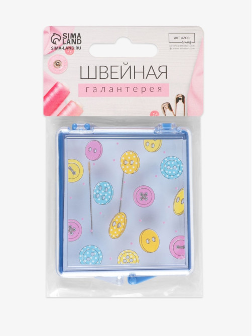 Игольница магнитная «Пуговки», 7×8 см, голубая
