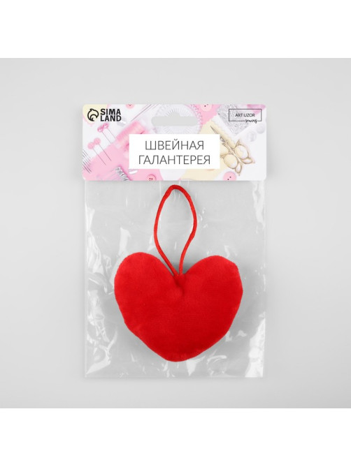 Игольница с петлёй «Сердце», 8.5×6.5×3.5 см, красная