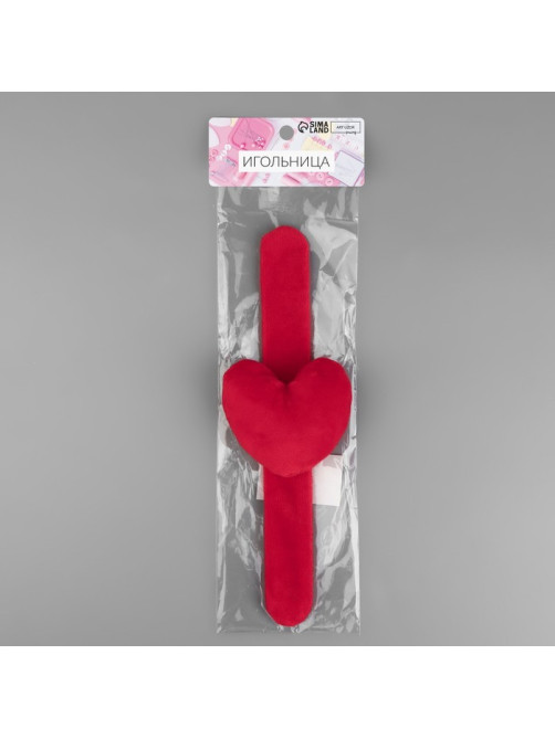 Игольница на браслете «Сердце», 23×6 см, красная