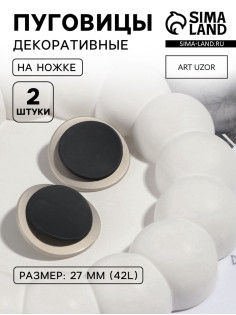 Пуговицы на ножке, металлические, d=27 мм, набор 2 шт., цвет серебряный, чёрный