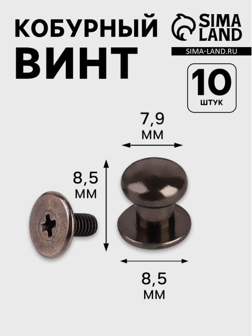 Кобурный винт d=7.9/8.5×8.5 мм, 10 шт., цвет чёрный никель