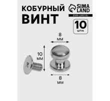 Кобурный винт d=8/8×10 мм, 10 шт., цвет серебряный
