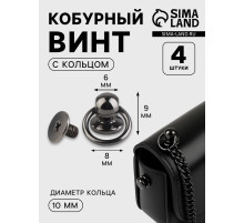 Кобурный винт d=6/8×9 мм, с кольцом d=10 мм, 4 шт., цвет чёрный никель