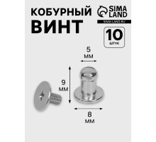 Кобурный винт d=5/8×9 мм, 10 шт., цвет серебряный