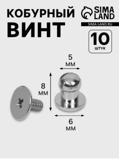 Кобурный винт d=5/6×8 мм, 10 шт., цвет серебряный