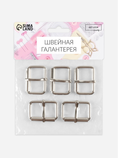 Пряжка проволочная, 3.9×2.7 см, 32 мм, 5 шт., цвет серебряный