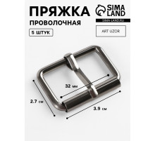 Пряжка проволочная, 3.9×2.7 см, 32 мм, 5 шт., цвет чёрный никель