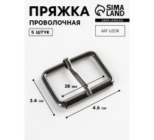 Пряжка проволочная, 4.6×3.4 см, 38 мм, 5 шт., цвет чёрный никель