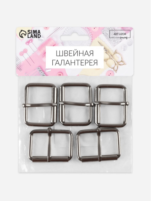 Пряжка проволочная, 4.6×3.4 см, 38 мм, 5 шт., цвет чёрный никель