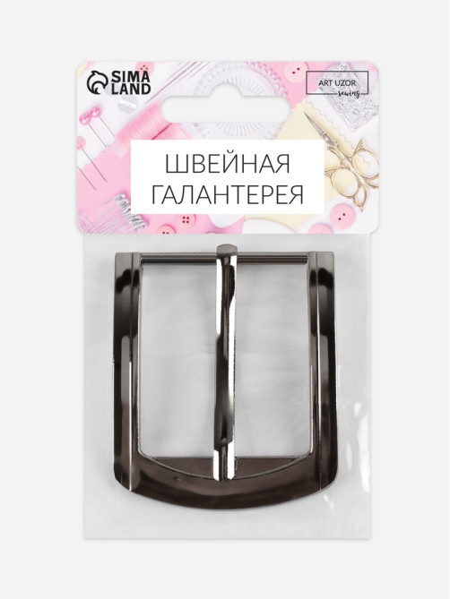 Пряжка для ремня, 6.3×5.5 см, 40 мм, цвет чёрный никель