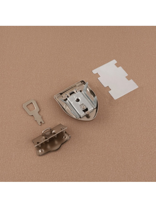Застёжка для сумки, с ключом, 3.8×5 см, цвет серебряный