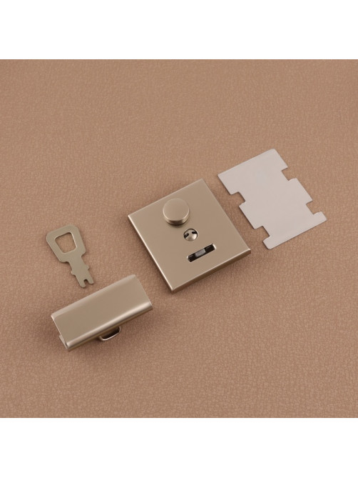 Застёжка для сумки, с ключом, 3.8×4 см, цвет серебряный